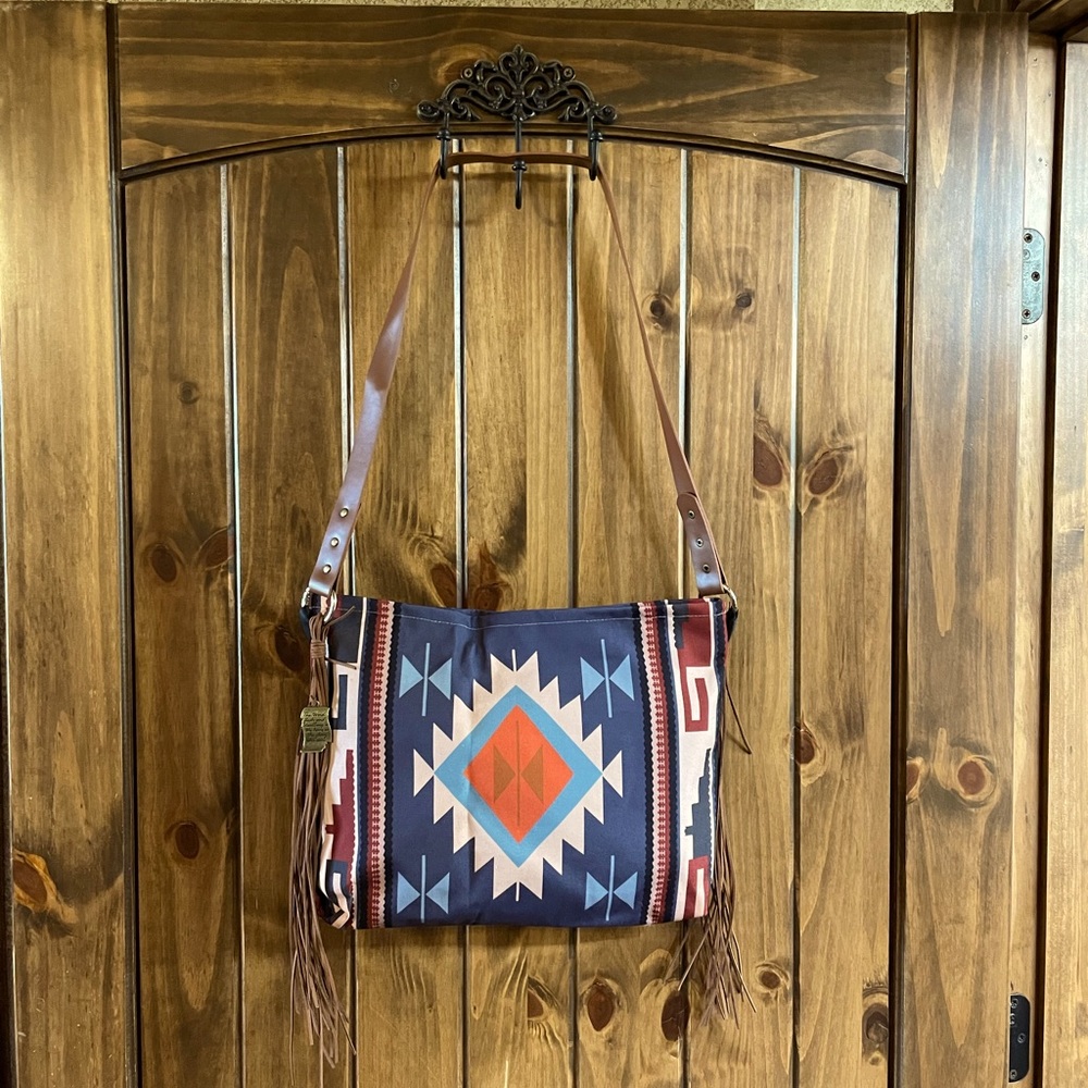 Western Navajo Print Purse with Fringe